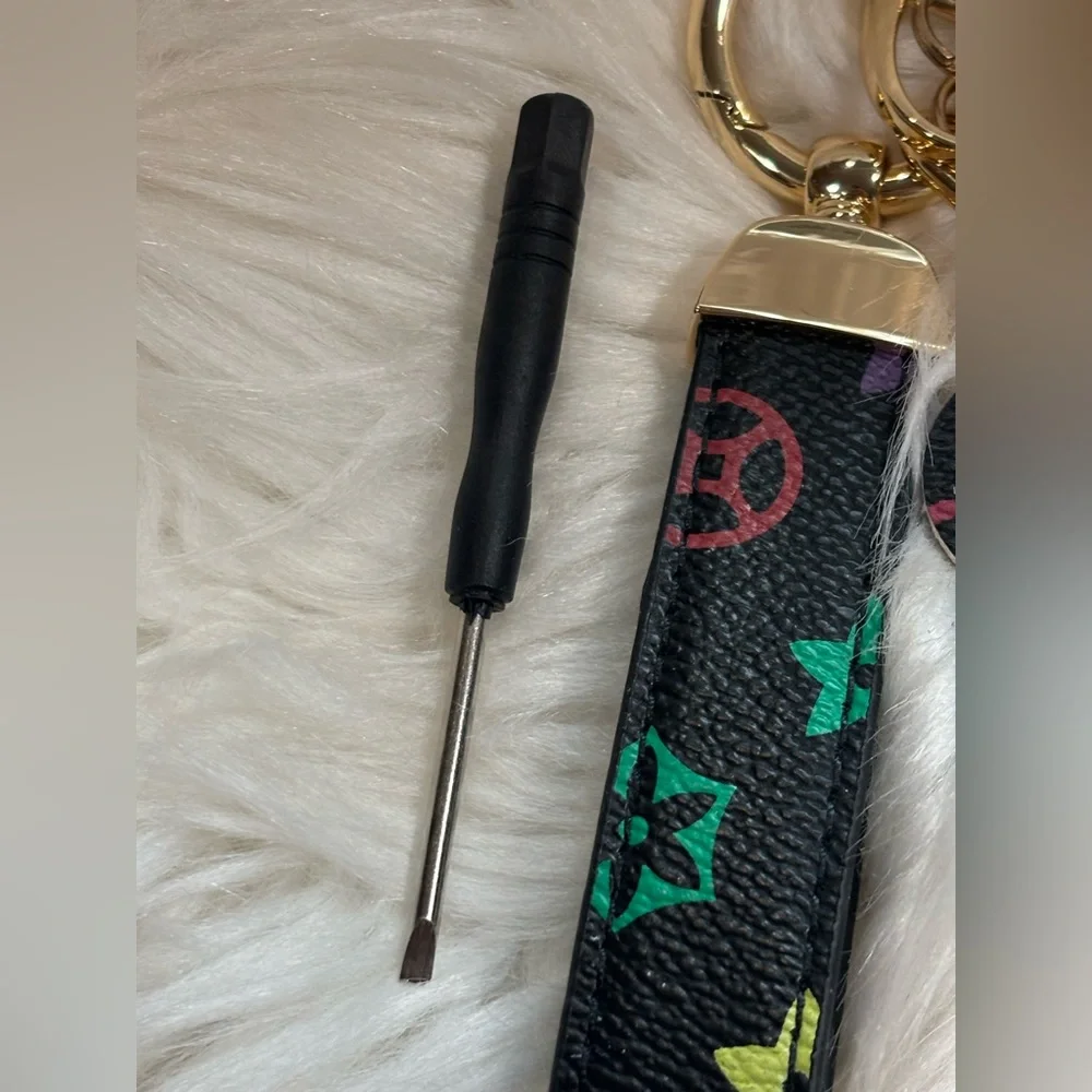 Mouse Faux Leather Keychain with screwdriver
